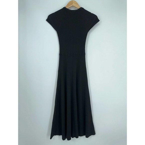 ZARA Fit & Flare Midi Dress Short Sleeve Rib Knit Maxi - Picture 8 of 12